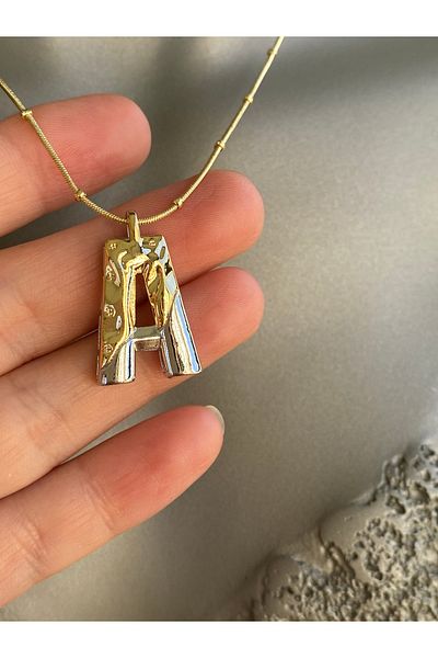 Lucios Letter a Stainless Steel Necklace 40+5 cm