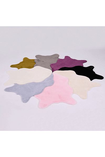 Decorer Artificial Grey Rabbit Fur Rug 90x60 cm
