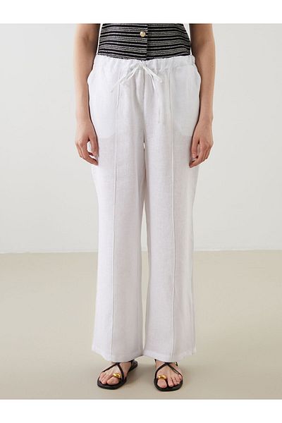 LC Waikiki New Season Elastic Waist Linen Women's Trousers - S5Of76Z8
