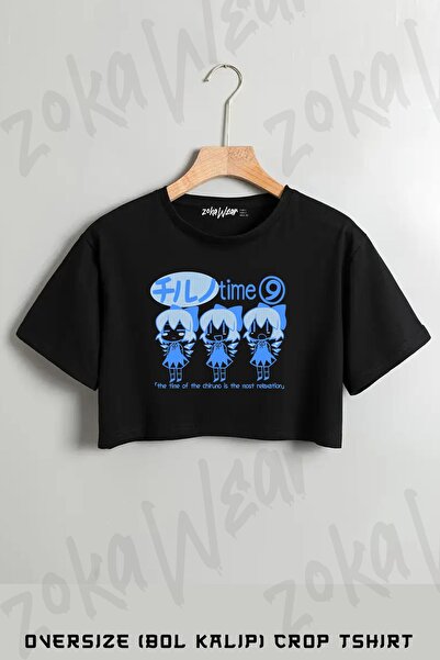 ZOKAWEAR Touhou Chill Cirno Time Printed Oversize Crop T-Shirt