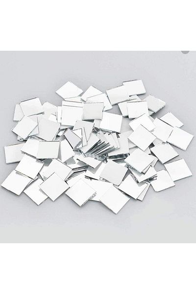 OEM Set de 100 de oglinzi acrilice autoadezive în formă pătrată, dimensiune 4 x 4 cm pentru decorare interioară