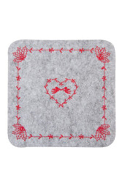 Clayre & Eef Textile Plate Holder Gray Red 25x25 cm