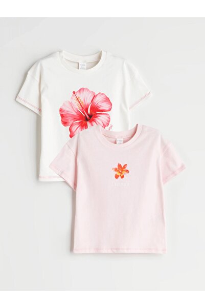 LC Waikiki Tricou LCW pentru fete, cu gât crew, pachet de 2