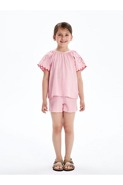 LC Waikiki New Season Floral Girl's Blouse and Shorts Set of 2 - S5Er89Z1