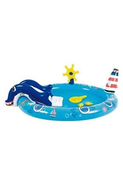 OEM Piscina Model Naval Tobogan & Fantana Arteziana pentru Copii 2.03 x 1.52 x 0.64 m