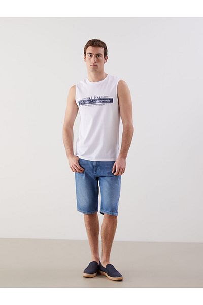 LC Waikiki Ανδρικό αμάνικο μπλουζάκι με στάμπα New Season Crew Neck - S5H374Z8