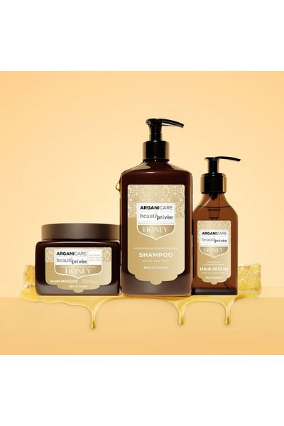 Arganicare Moisturizing and fortifying shampoo, with argan oil & honey, Honey, Arganicare beaute privee, 400 ml