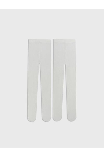 LC Waikiki Ecru Basic Baby Girl Pantyhose 2 Pack