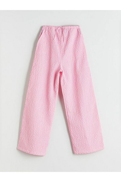 LC Waikiki Plaid Girls' Trousers with Elastic Waist