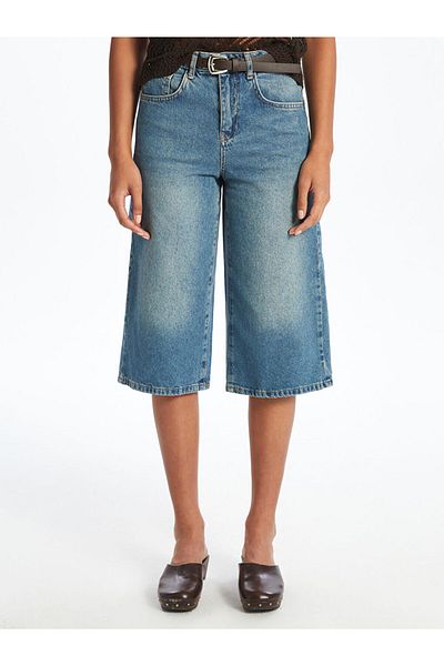 LC Waikiki Jeans Indigo Women's Jean Capri with Belt