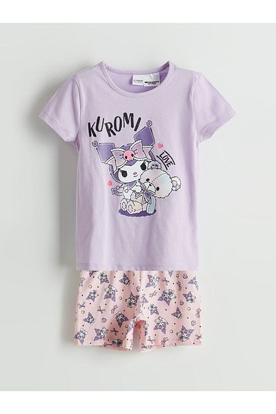 LC Waikiki Lilac Kuromi Printed Girl's Shorts Pajama Set