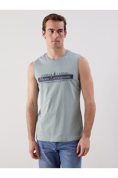 LC Waikiki Ανδρικό αμάνικο μπλουζάκι με στάμπα New Season Crew Neck - S5H374Z8
