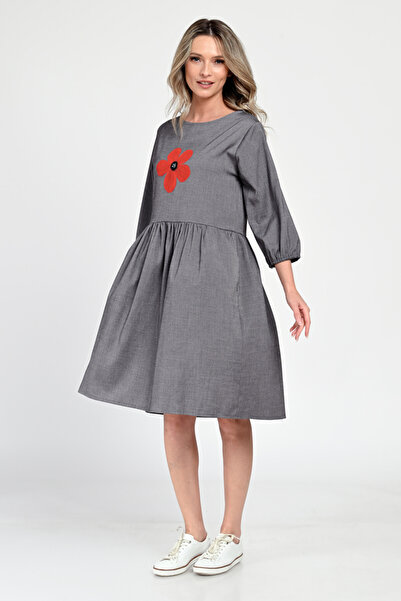 Eranthe Γυναικείο Φόρεμα Μεσαίου Μεγέθους, Casual, Γκρι V307