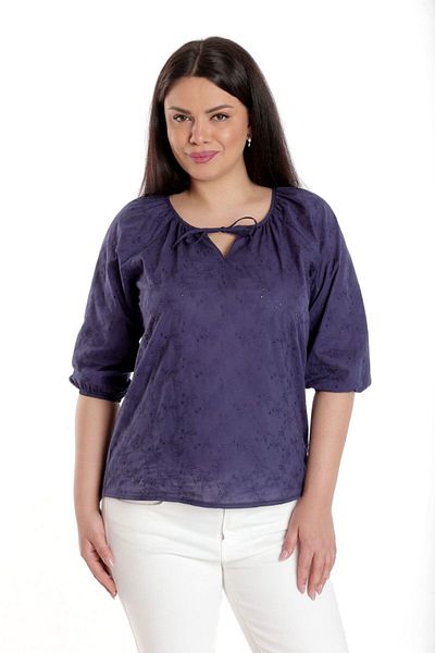 Eranthe Bluza Dama, IE, Albastra cu broderie sparta