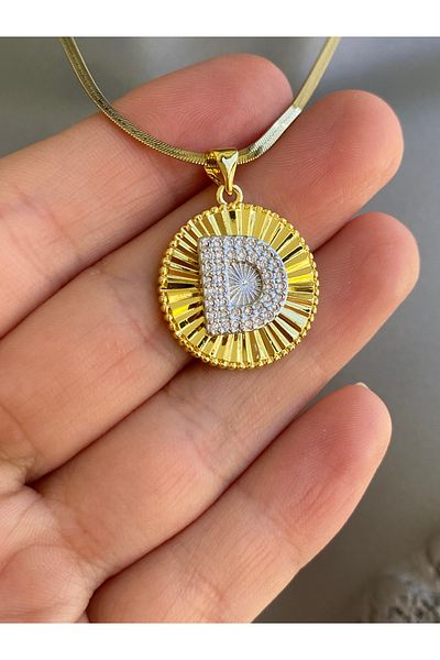 Lucios Letter D Stainless Steel Necklace 40+5 cm