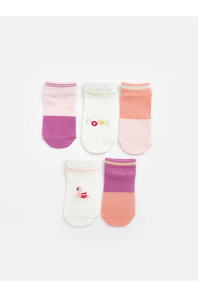 LC Waikiki New Season Printed Baby Girl Booties Socks 5-Piece - S4G646Z1