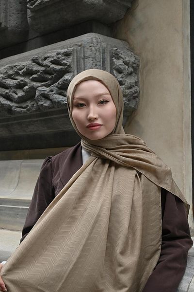 Pull Scarfs Stone - Zigzag Pattern Bamboo Jacquard