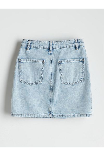 LC Waikiki Fusta de jeans pentru fetiță, cu talie ajustabilă, elastică, sezon nou - S5LB68Z4