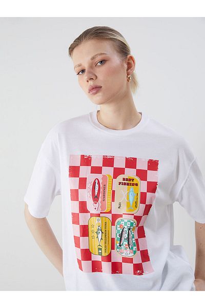 LC Waikiki Crew Neck Printed Oversize Women's T-Shirt