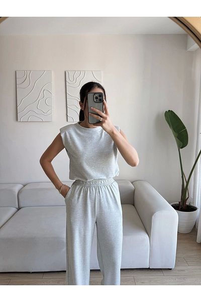 Zoom Butik Padded Modal Suit - Gray
