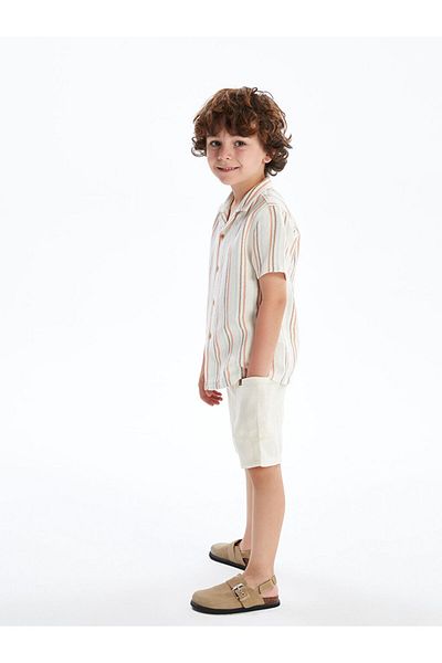 LC Waikiki New Season Elastic Waist Boy's Linen Shorts with Pockets