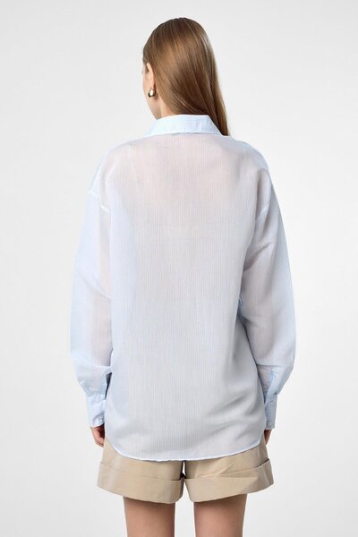 Antioch Blue Relax Fit Striped Long Sleeve Women's Shirt