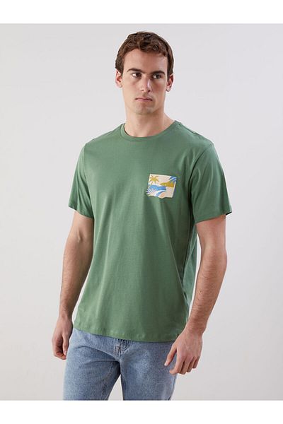 LC Waikiki New Season Crew Neck Κοντό μανίκι εμπριμέ χτενισμένο βαμβακερό ανδρικό Tisort - S5K462Z8