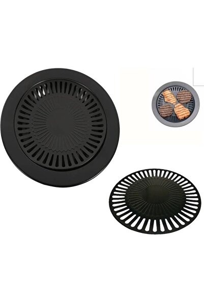 Dia Plita rotunda pentru gratar, antiaderenta, Fier, 32 cm, Negru