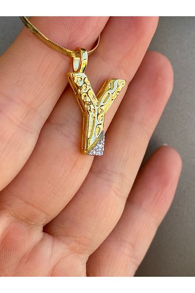 Lucios Letter Y Stainless Steel Necklace 40+5 cm