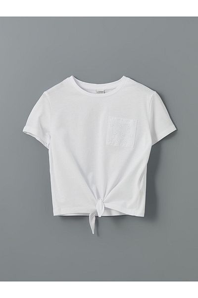 LC Waikiki Tricou Crop pentru fete cu gât crew pentru sezon nou - S5I907Z4