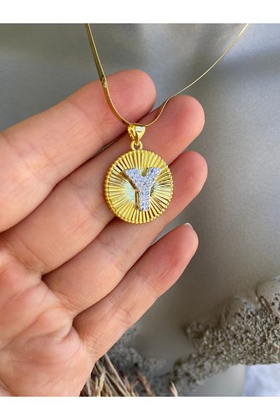 Lucios Letter Y Stainless Steel Necklace 40+5 cm