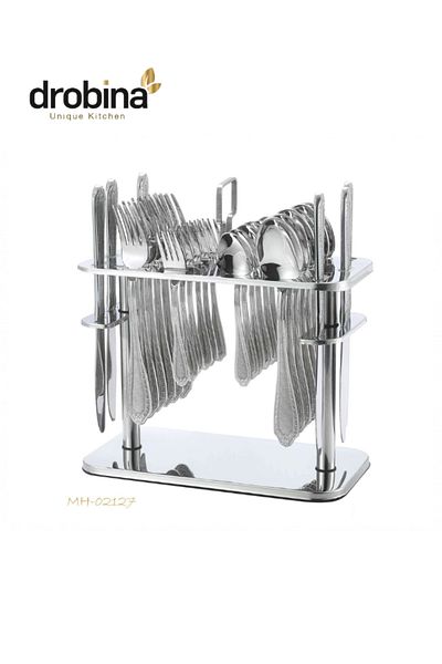 drobina Dropina 30-Piece Stainless Steel Spoon Set with Stand, Gold