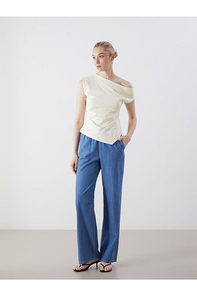 LC Waikiki New Season Elastic Waist Wideleg Women's Jean Trousers - S5Gn83Z8