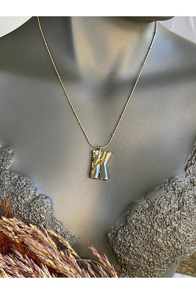 Lucios Letter K Stainless Steel Necklace 40+5 cm
