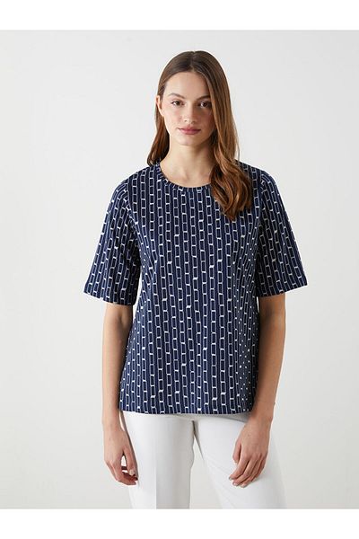 LC Waikiki Tricou de damă cu model cu decolteu rotund de sezon nou - S5KD99Z8