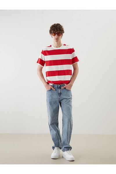 LC Waikiki New Season Crew Neck Striped Combed Cotton Men's T-Shirt - S52756Z8