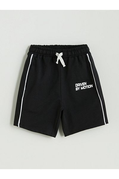 LC Waikiki Black Elastic Waist Printed Baby Boy Shorts Pack of 2