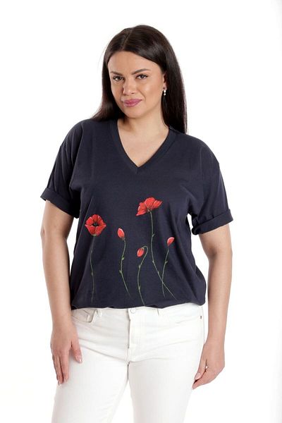 Eranthe Bluza Dama, Bleumarin cu Pictura Murala