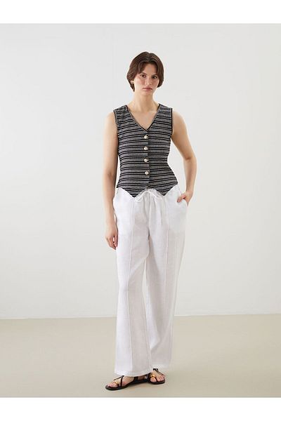 LC Waikiki Lcwaikiki Classic V-Neck Striped Women's Vest