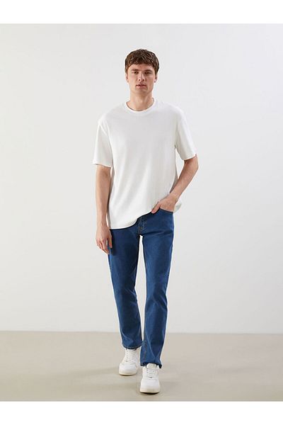 LC Waikiki Ecru Crew Neck Short Sleeve Men's T-Shirt