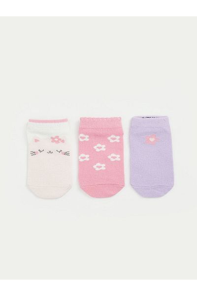 LC Waikiki New Season Floral Baby Girl Booties Socks 3-Piece - S5Bq00Z1