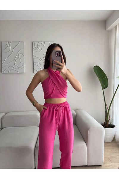 Zoom Butik بدلة بتصميم ربطة عنق - فوشيا