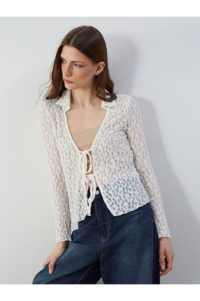 LC Waikiki Lcw Vision Polo Collar Lace Women's Cardigan