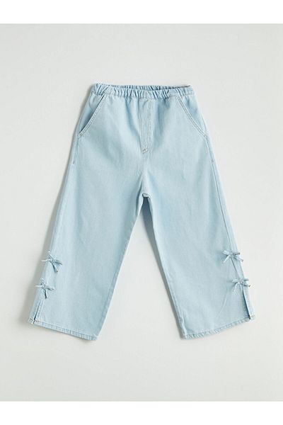 LC Waikiki New Season Elastic Waist Bow Detailed Girls Jean Capri - S5L232Z4