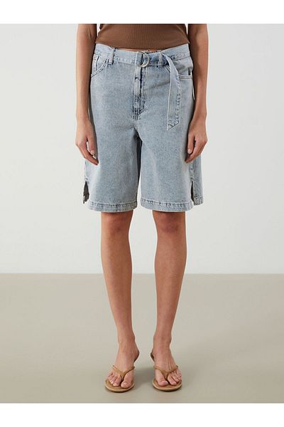 LC Waikiki Jeans Indigo Waist Belted Women's Jean Shorts