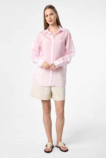 Antioch Pink Relax Fit Striped Long Sleeve Women's Shirt