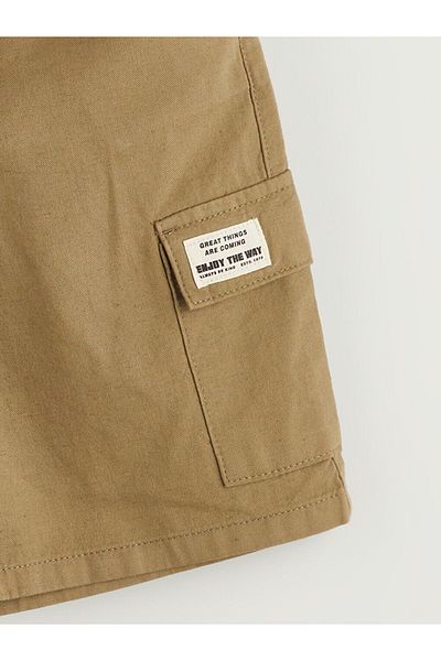 LC Waikiki New Season Elastic Waist Linen Blend Boys Cargo Sort - S5Bs52Z4