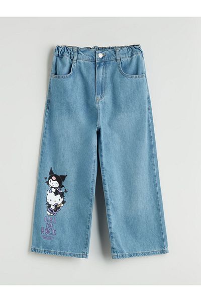 LC Waikiki New Season Wideleg Hello Kitty Printed Girls' Jean Trousers - S5Nr59Z4