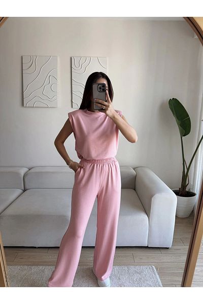 Zoom Butik Padded Modal Suit - Powder