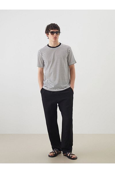 LC Waikiki Νέα σεζόν Crew Neck ριγέ χτενισμένο βαμβακερό ανδρικό Tisort - S5OE75Z8